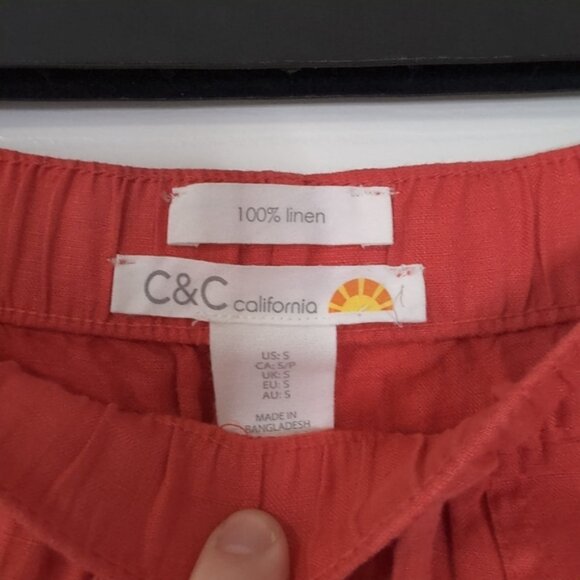 C&C California Linen Drawstring Beach Coastal Bohemian Relaxed Shorts S - Picture 5 of 6